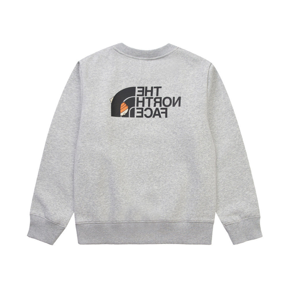 The North Face北面兒童灰色大尺寸印花長袖大學T｜8F15DYX