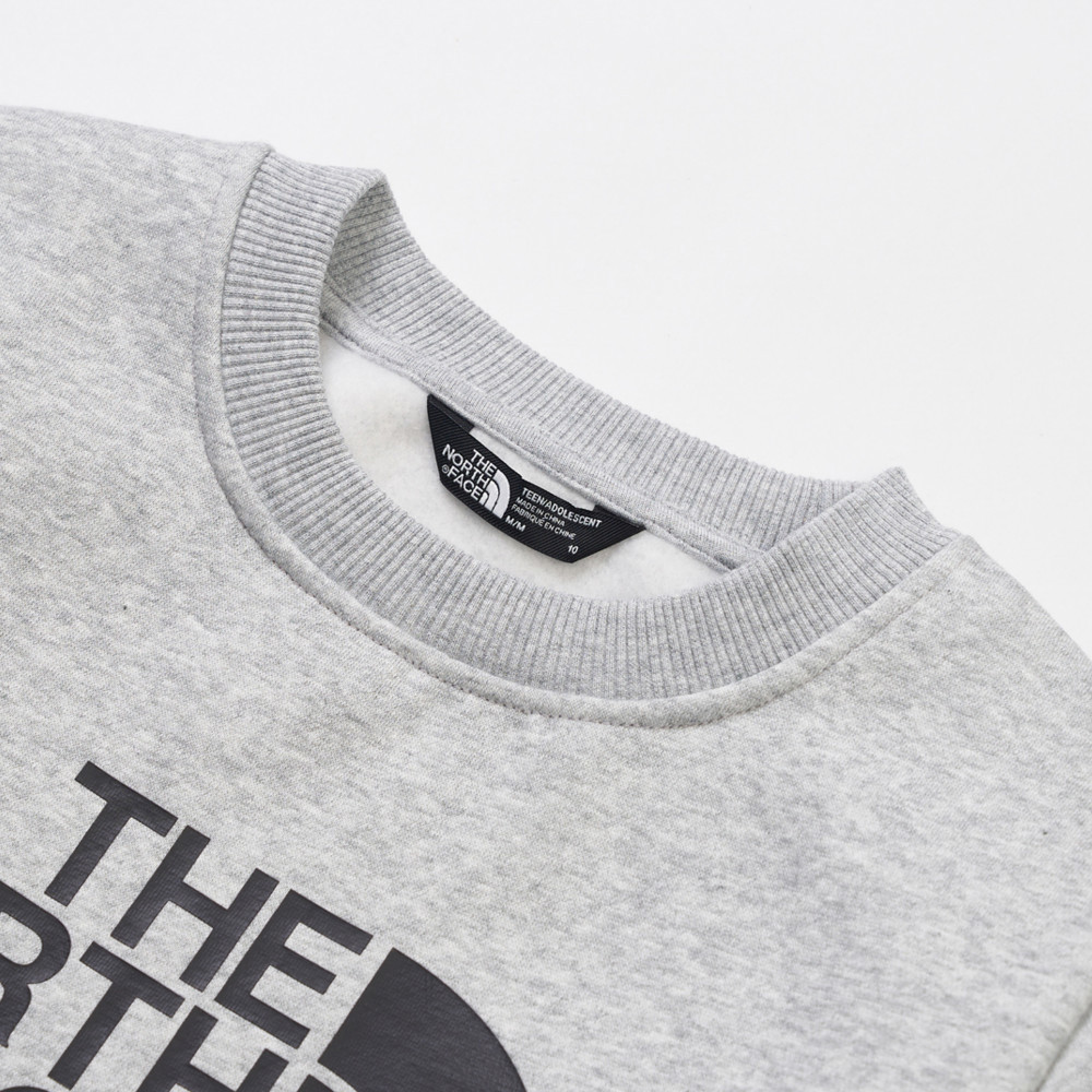 The North Face北面兒童灰色大尺寸印花長袖大學T｜8F15DYX