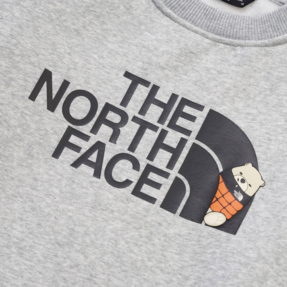 The North Face北面兒童灰色大尺寸印花長袖大學T｜8F15DYX