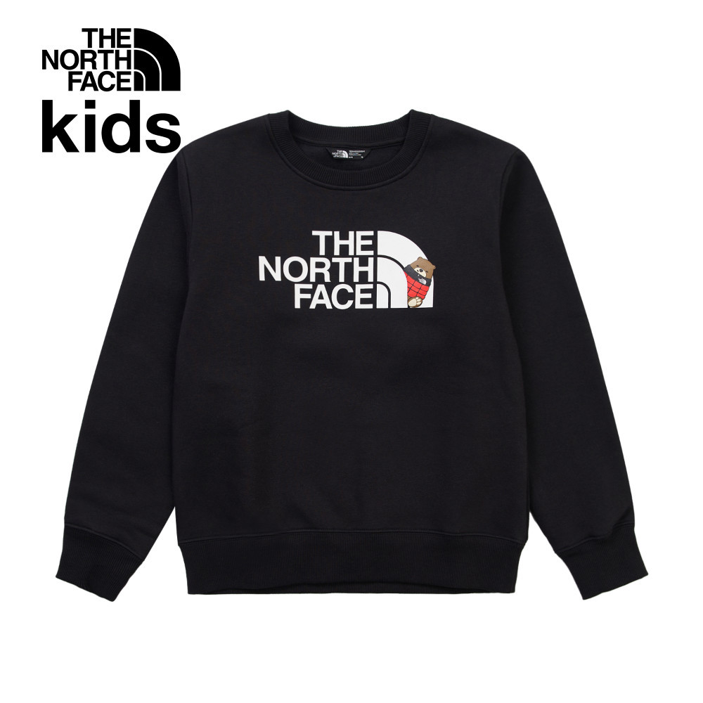 The North Face北面兒童黑色大尺寸印花長袖大學T｜8F15JK3