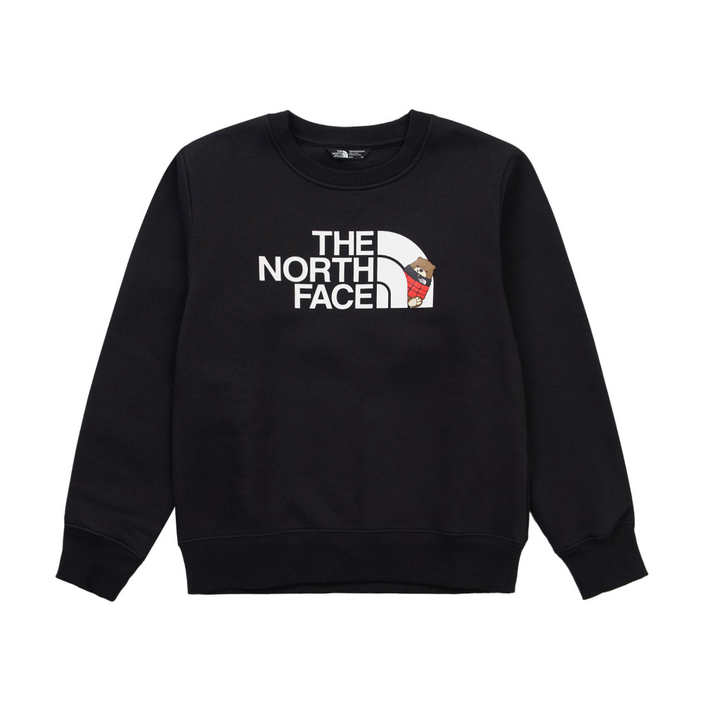 The North Face北面兒童黑色大尺寸印花長袖大學T｜8F15JK3