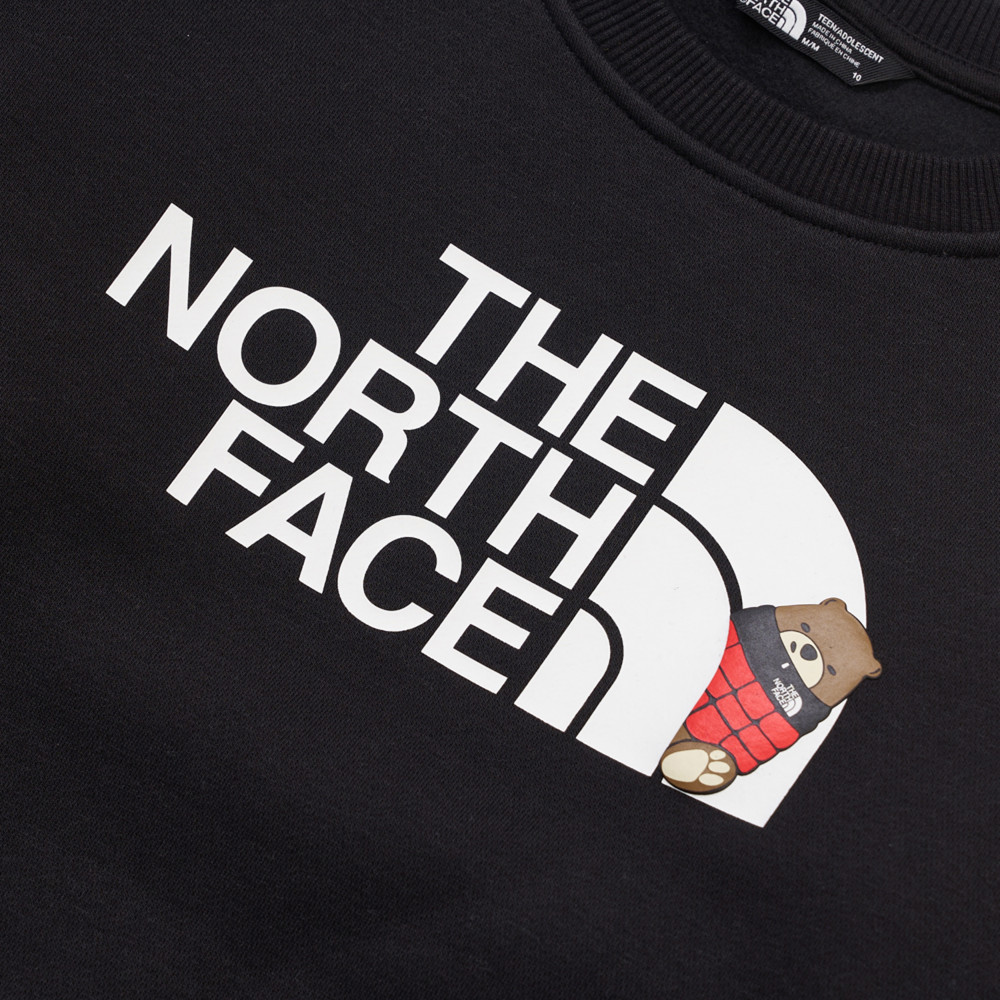The North Face北面兒童黑色大尺寸印花長袖大學T｜8F15JK3