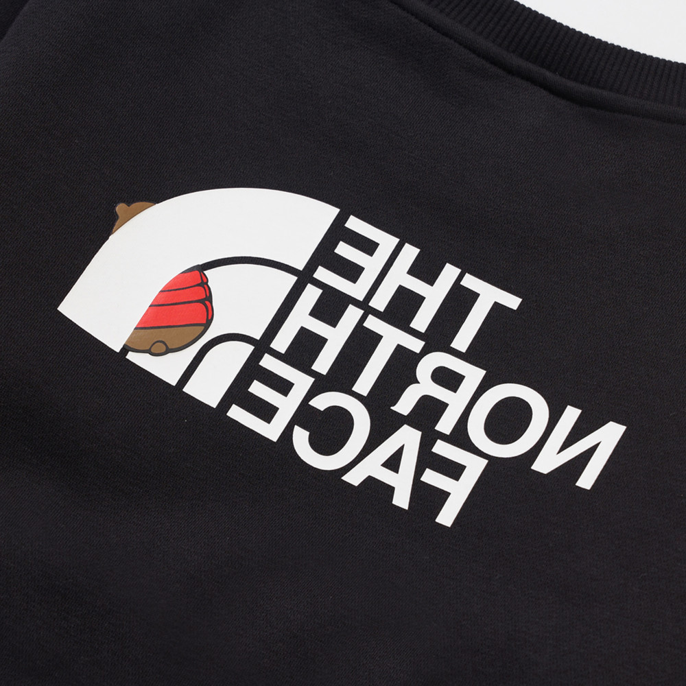 The North Face北面兒童黑色大尺寸印花長袖大學T｜8F15JK3