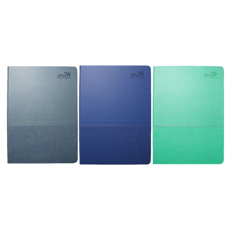 DATAMATE 2026年 大地風格 皮製精裝本 25K DM-25145-藍灰色/湖水綠/藍色