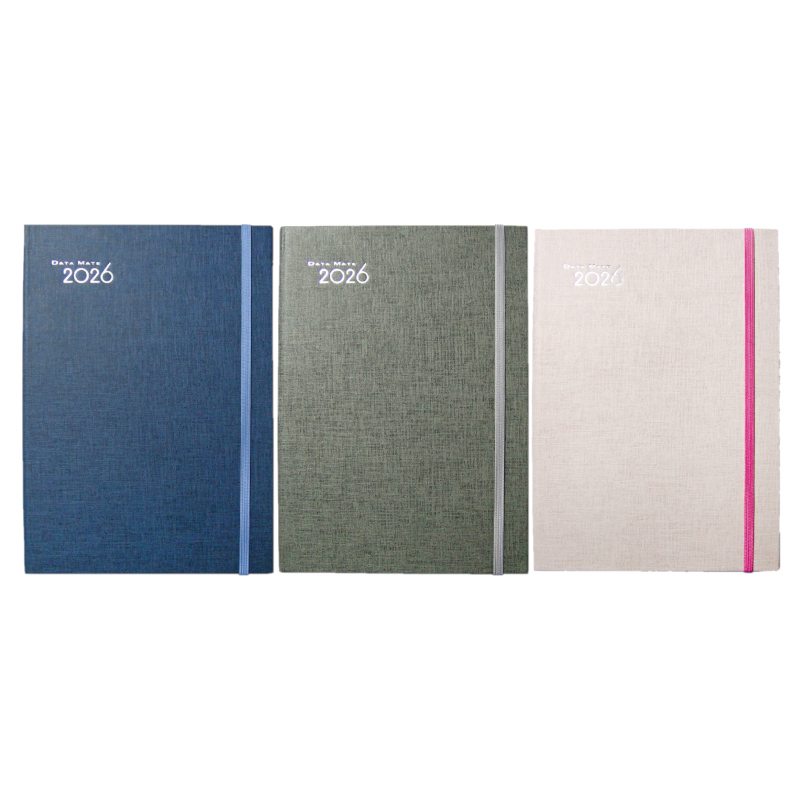 DATAMATE 2026年 和風畫布 精裝本 25K DM-25148-藍色/灰色/淺粉色