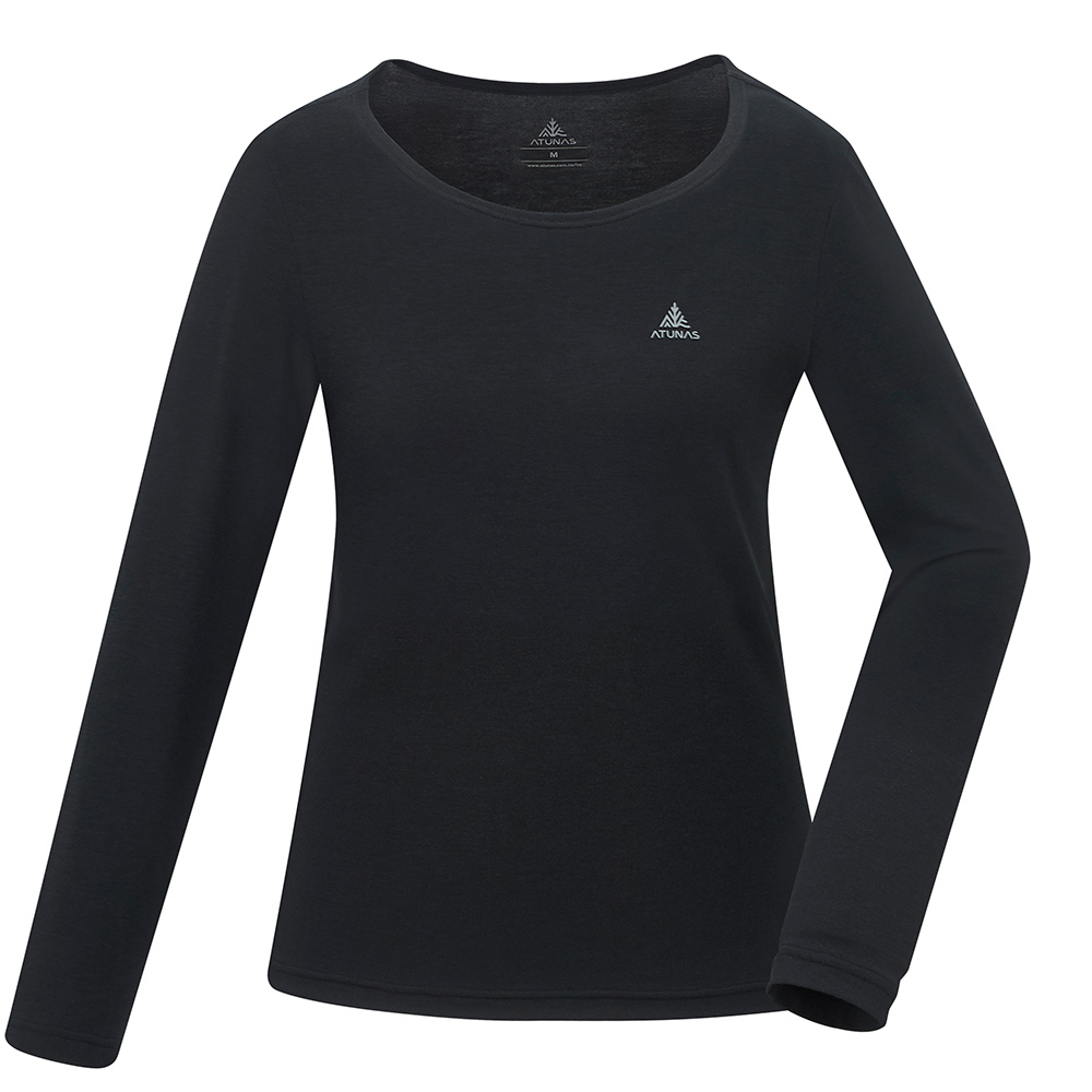 女款石墨烯抑菌蓄熱圓領內著衣(A1UCGZ05W黑/保暖內著/石墨烯內著/登山健行/日常保暖)