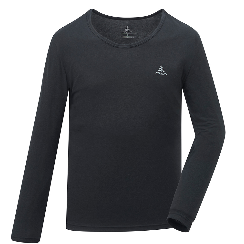 男款石墨烯抑菌蓄熱圓領內著衣(A1UCGZ04M黑/保暖內著/石墨烯內著/登山健行/日常保暖)