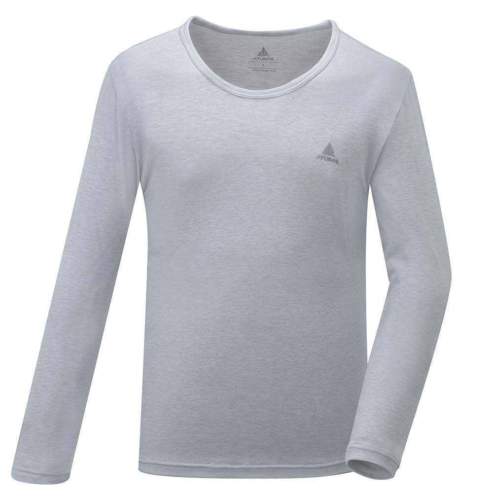 男款石墨烯抑菌蓄熱圓領內著衣(A1UCGZ04M灰/保暖內著/石墨烯內著/登山健行/日常保暖)