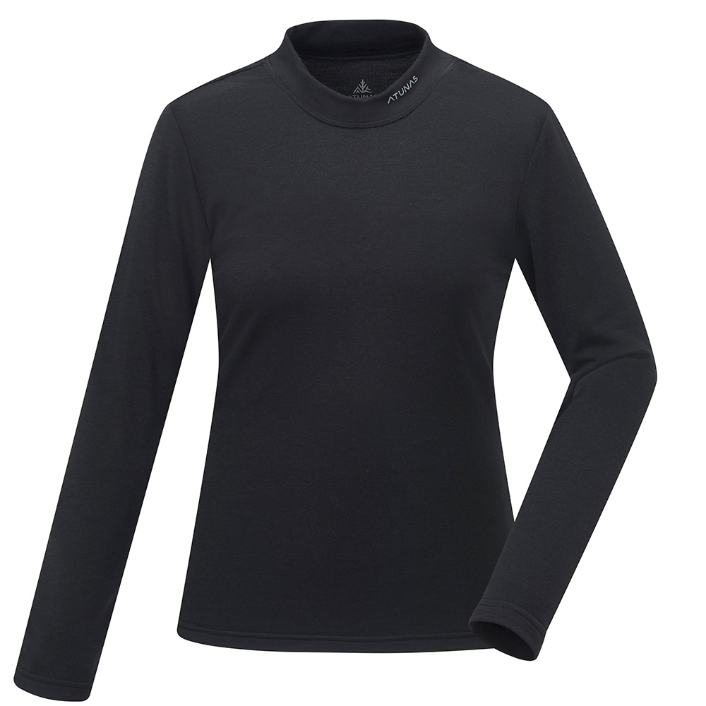 女款石墨烯抑菌蓄熱立領內著衣(A1UCGZ07W黑/保暖內著/石墨烯內著/登山健行/日常保暖)