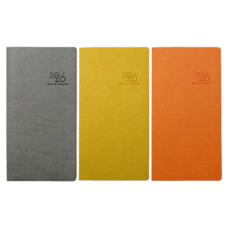 DATAMATE 2026年 小巧格紋 皮製精裝本 48K DM-48145-灰色/黃色/桔色