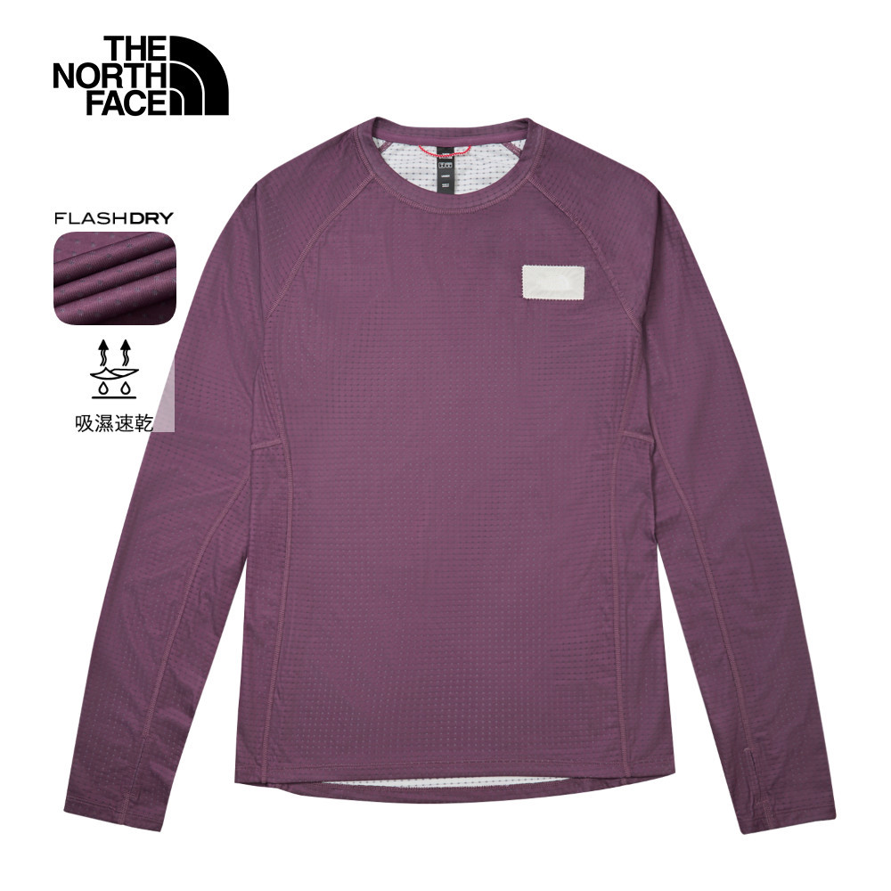 The North Face北面男款紫色FLASHDRY速乾長袖T恤｜87VE1NI