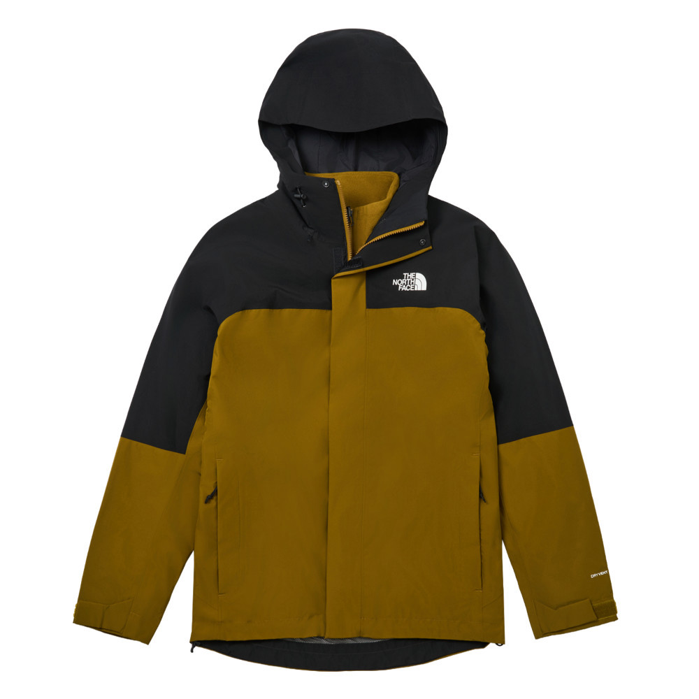 The North Face北面男款綠色DRYVENT防水抓絨內裡三合一外套｜89ZP5HO