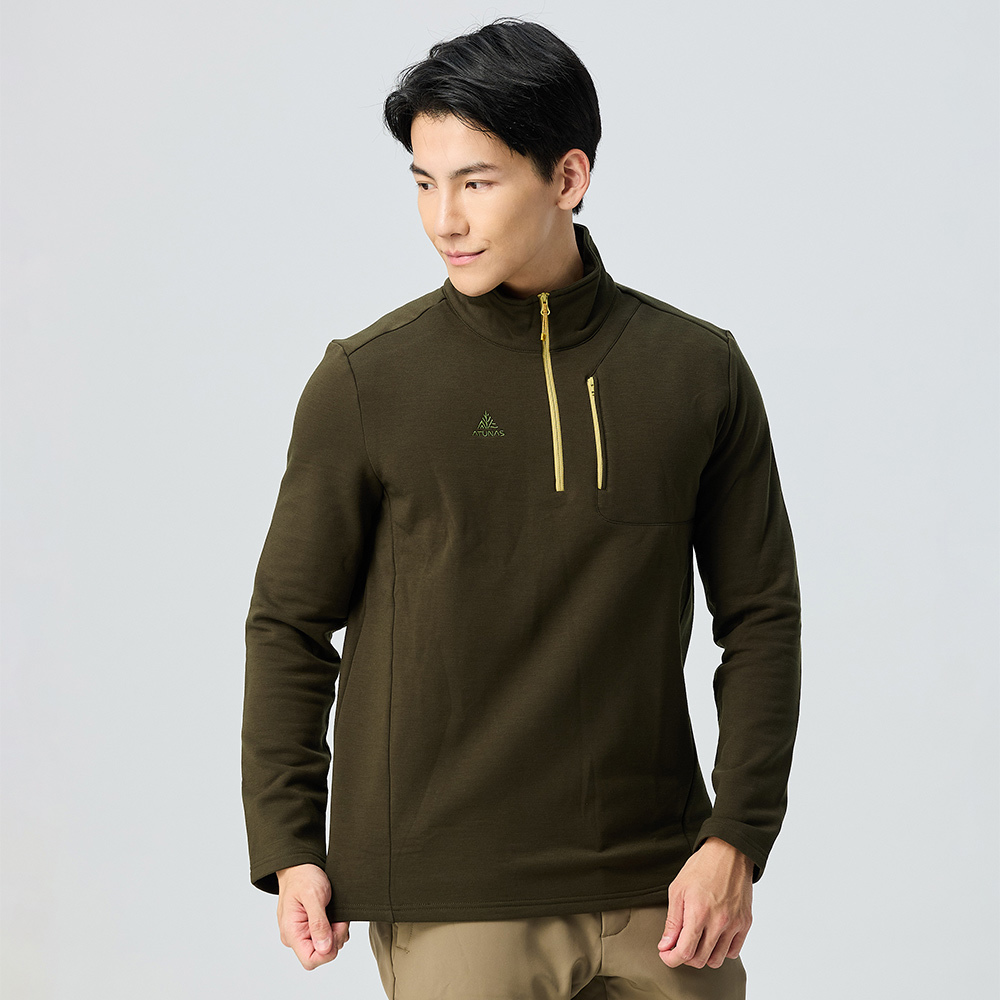 男款POLARTEC THERMAL Pro 保暖拉鍊衫/透氣保暖(A1PS2521M深橄綠/中層衣/刷毛保暖/專業登山)