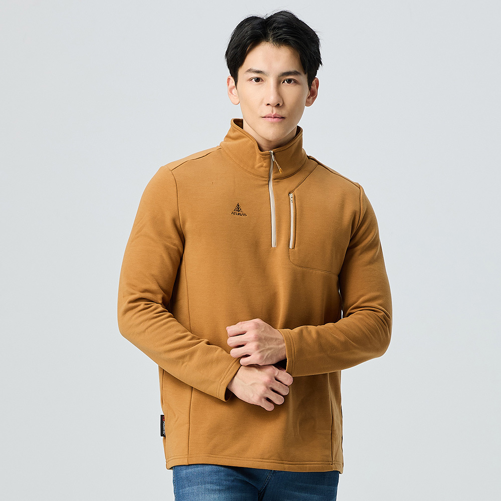 男款POLARTEC THERMAL Pro 保暖拉鍊衫/透氣保暖(A1PS2521M琥珀棕/中層衣/刷毛保暖/專業登山)
