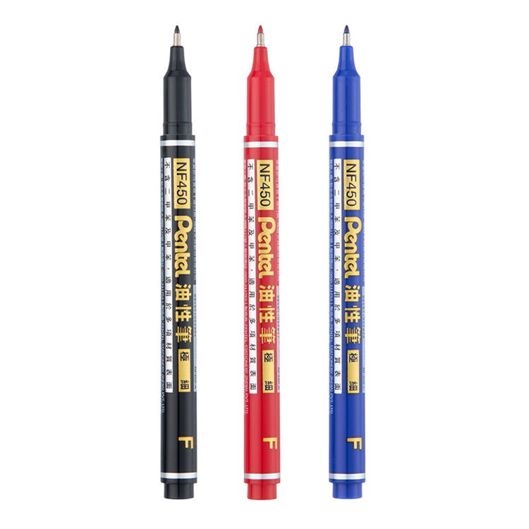 飛龍Pentel 極細油性筆(NF450)-黑/紅/藍
