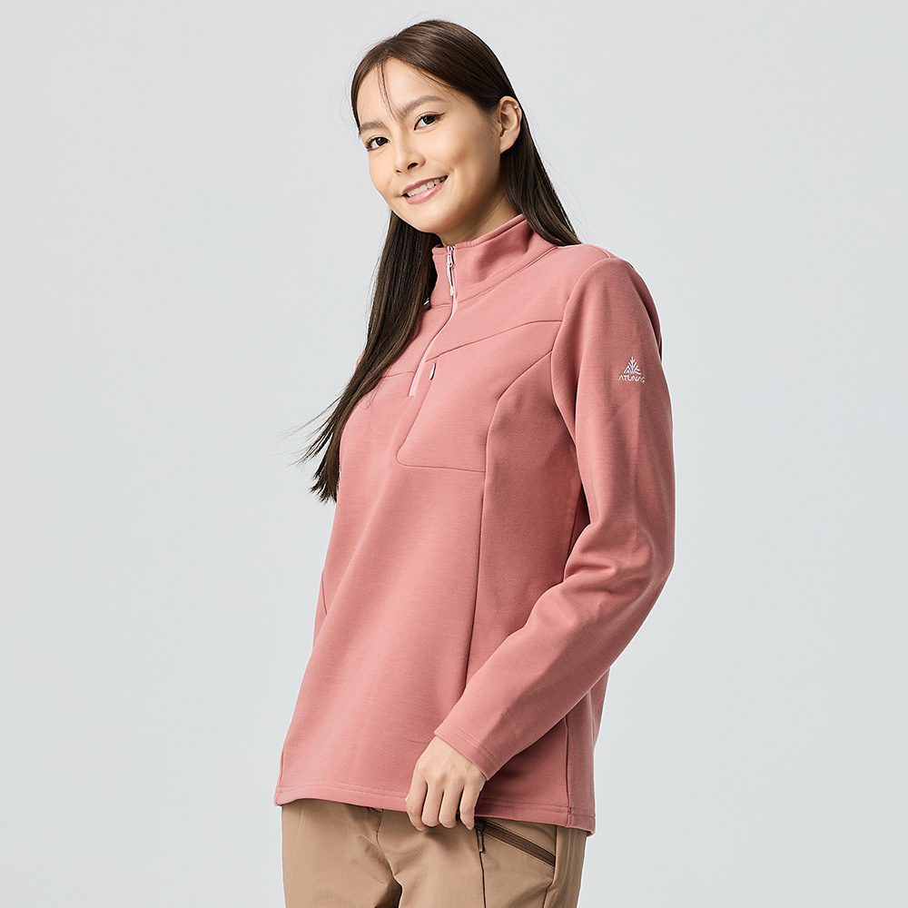 女款POLARTEC THERMAL Pro 保暖拉鍊衫/透氣保暖(A1PS2523W灰粉/中層衣/刷毛保暖/專業登山)