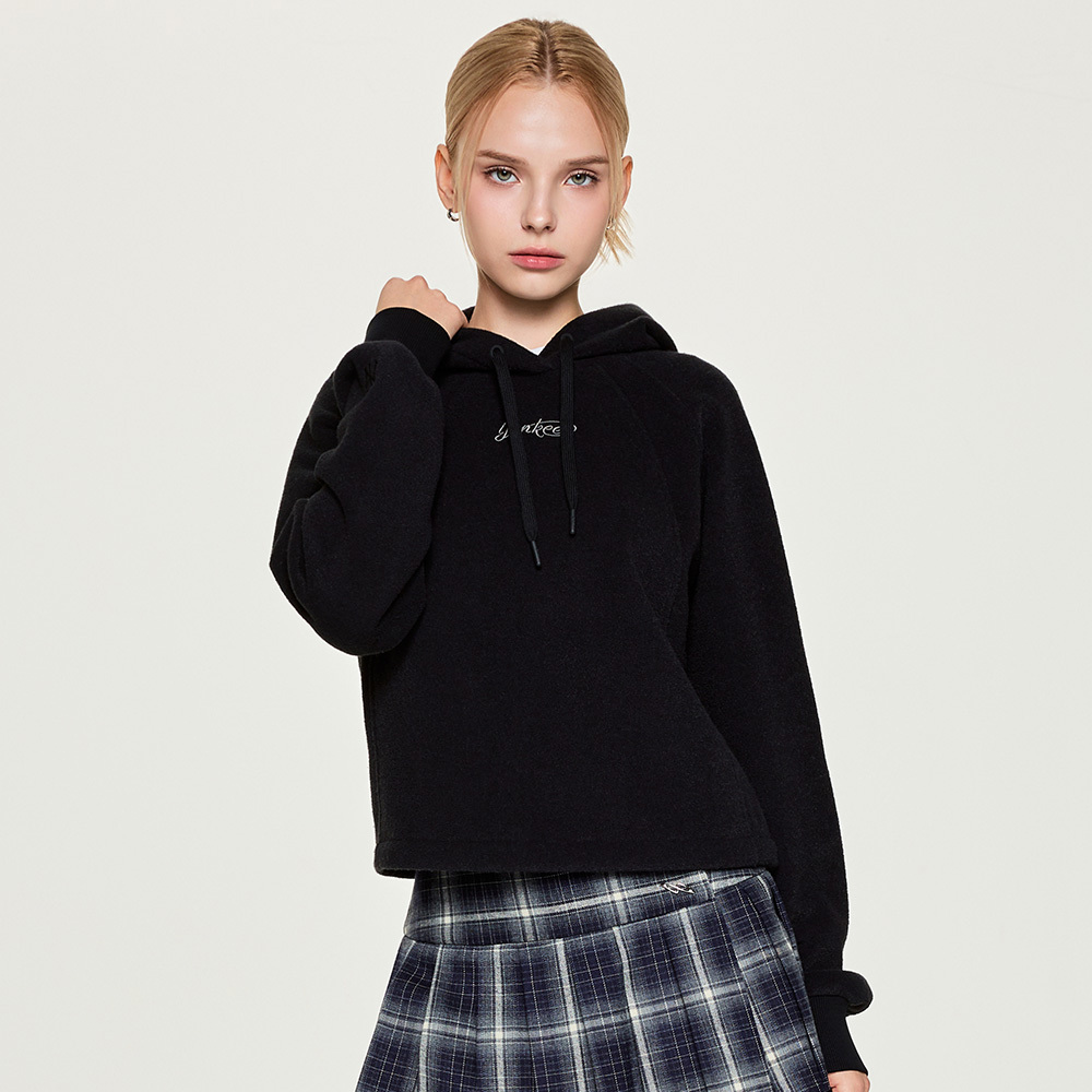 MLB Korea MLB 女版短版連帽上衣 紐約洋基隊 (3FHDB0556-50BKS)｜舒適透氣