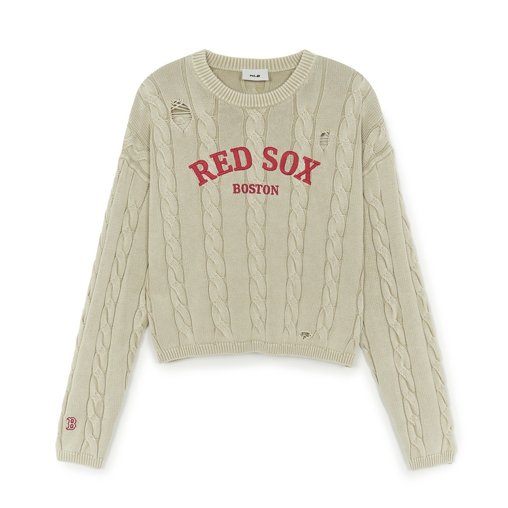 MLB 女版針織上衣 Varsity系列 波士頓紅襪隊 (3FKPV0354-43SAL)
