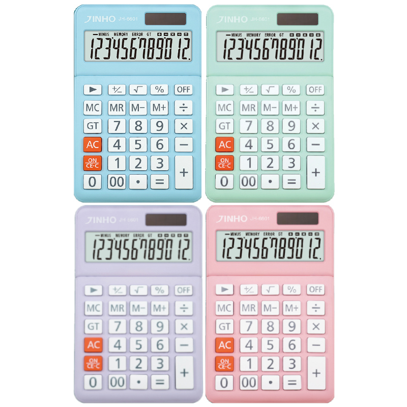 京禾國考機 JH-6601 12位元計算機-藍/綠/紫/粉