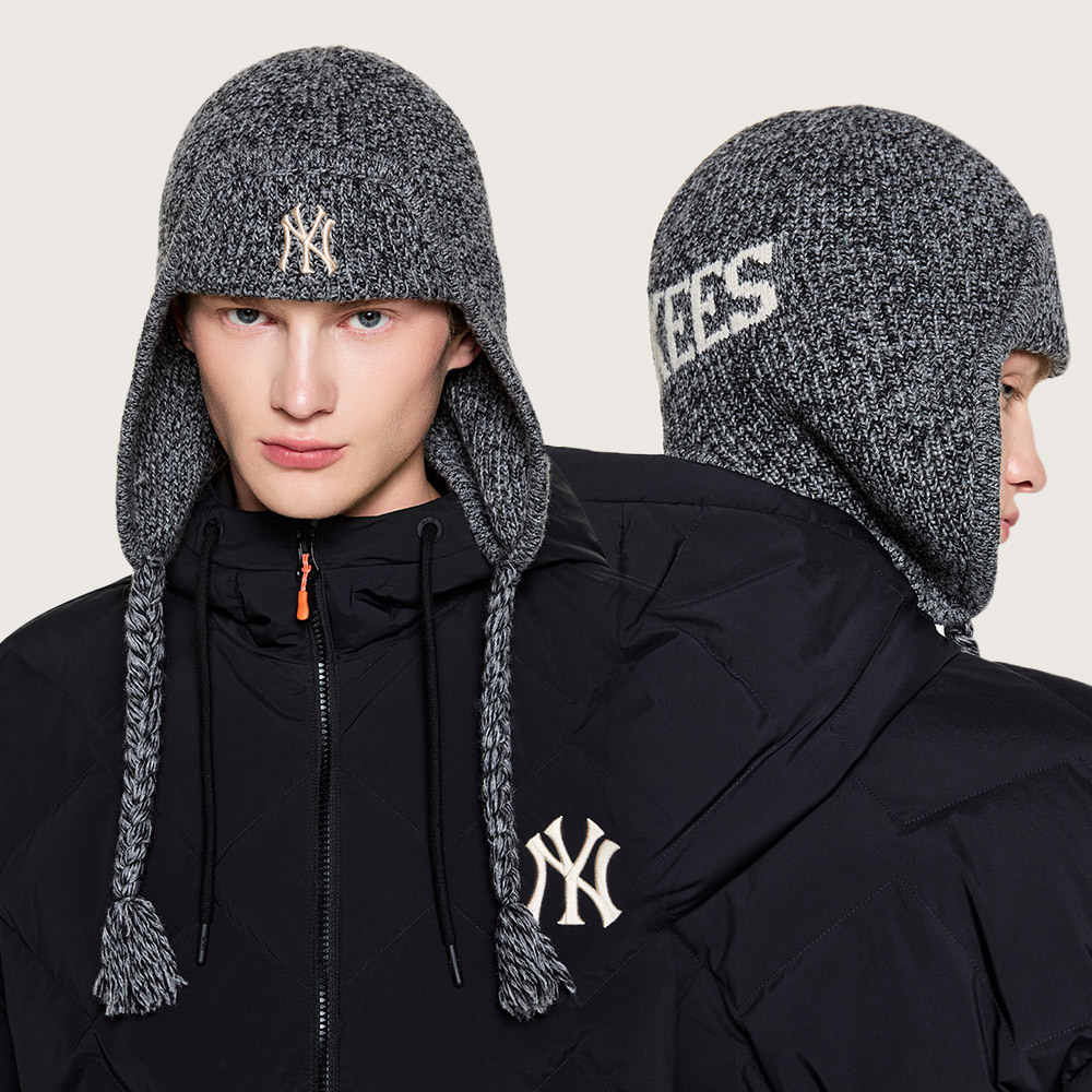 MLB 遮耳針織毛帽 護耳毛帽 Varsity系列 紐約洋基隊 (3ABNV0356-50BKS)