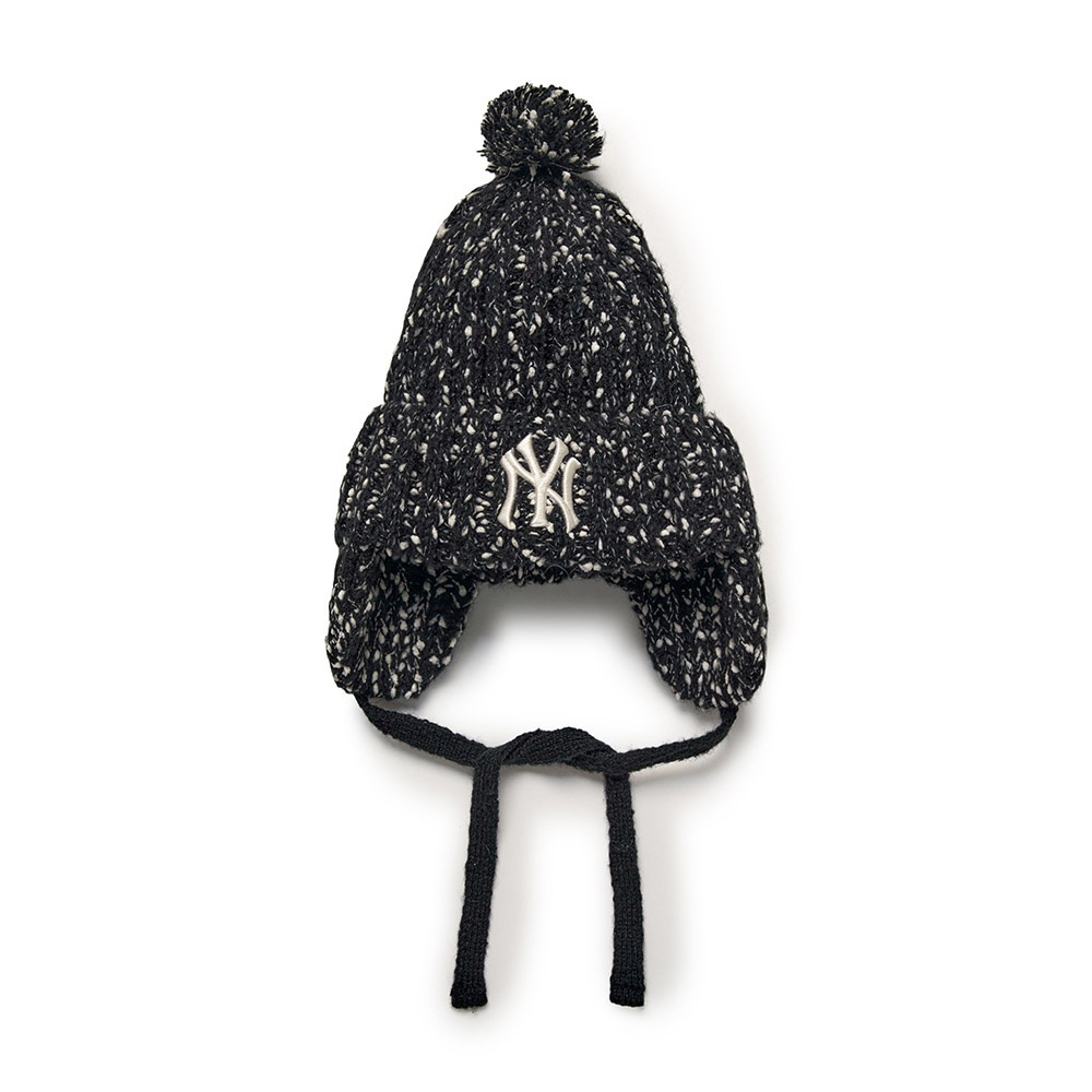 MLB 遮耳針織毛帽 護耳毛帽 紐約洋基隊 (3ABNV1056-50BKS)
