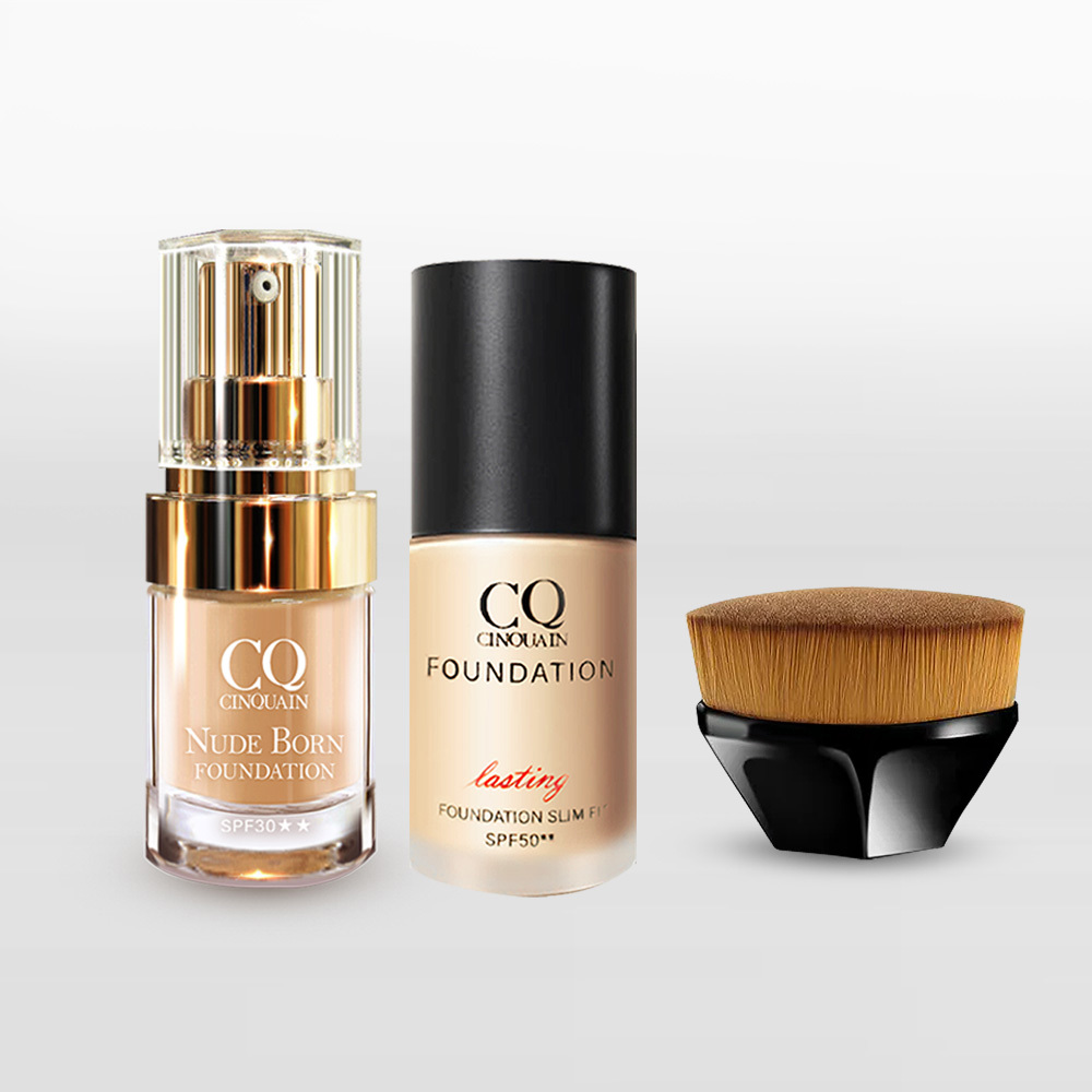 【1111限定】CQ思珂 天生美肌恆霧粉底+3D光感精華粉底 送「無痕粉底平頭刷」