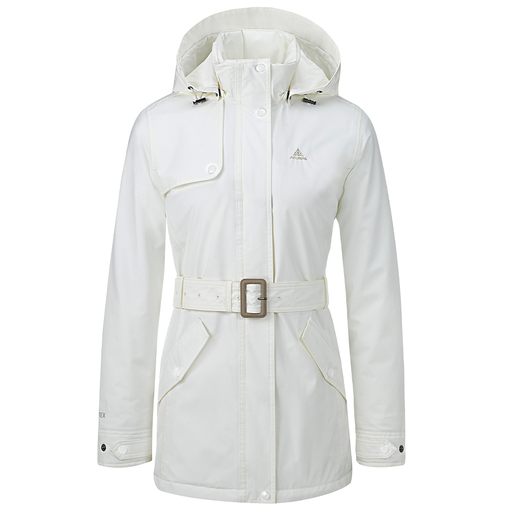 女款GORE-TEX 2L石墨烯單件式防水保暖外套A1GT2512W白/防水/防風/透氣/旅遊/微暖/風衣外套)