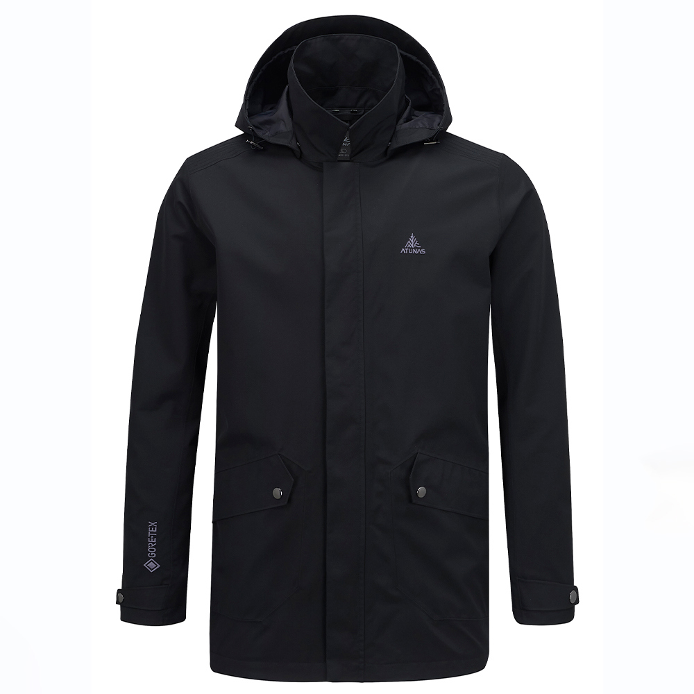 男款GORE-TEX 2L+保暖羽絨二件式中長版外套(A1GT2513M黑/中長版/防水/防風/透氣/風衣外套/禦寒/都會休閒)