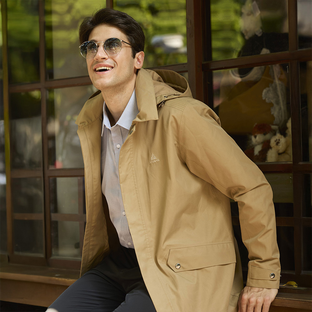 男款GORE-TEX 2L+保暖羽絨二件式中長版外套(A1GT2513M卡其/中長版/防水/防風/透氣/風衣外套/禦寒/都會休閒)