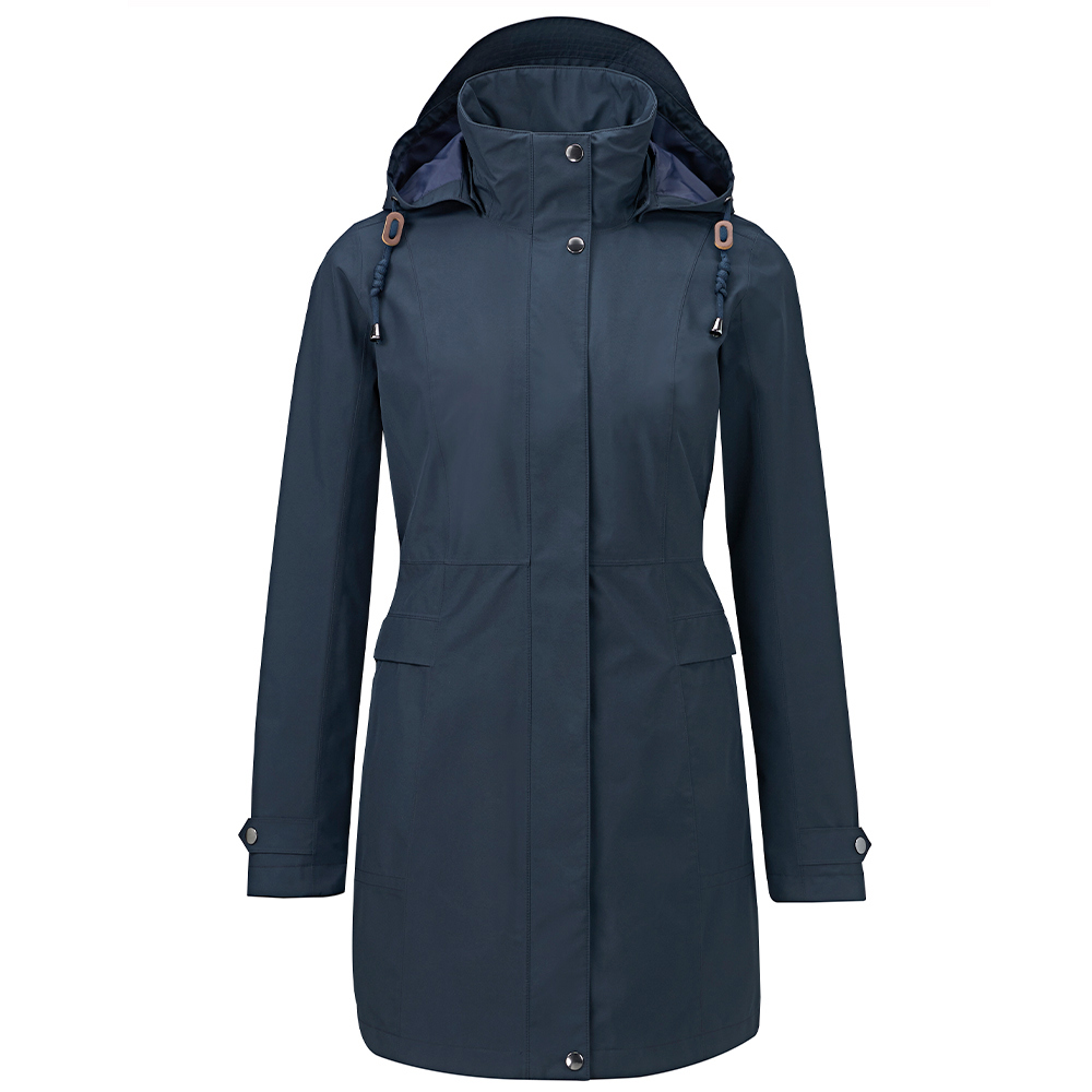 女款GORE-TEX 2L+保暖羽絨二件式中長版外套(A1GT2514W藍黑/中長版/防水/防風/透氣/風衣外套/禦寒/都會休閒)