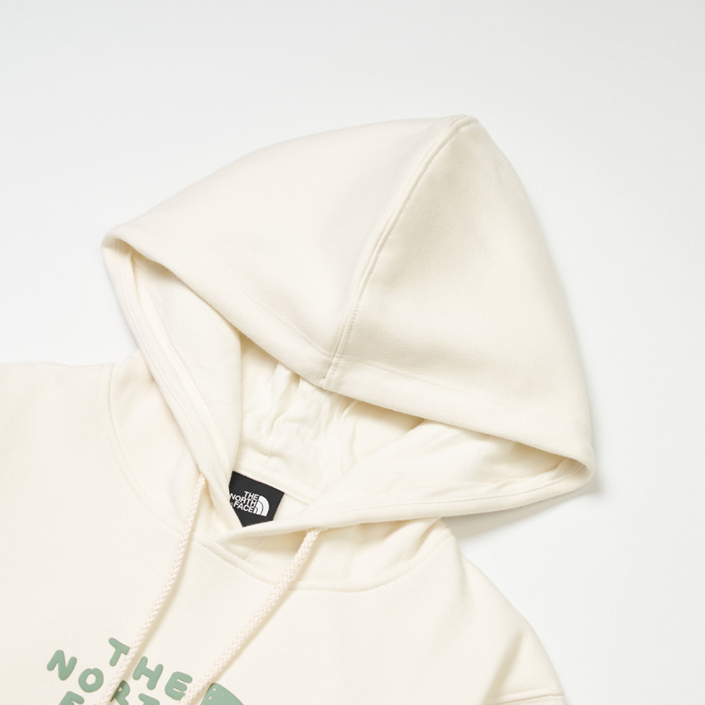 女款米白色可愛品牌LOGO長袖帽T｜8F0DQLI