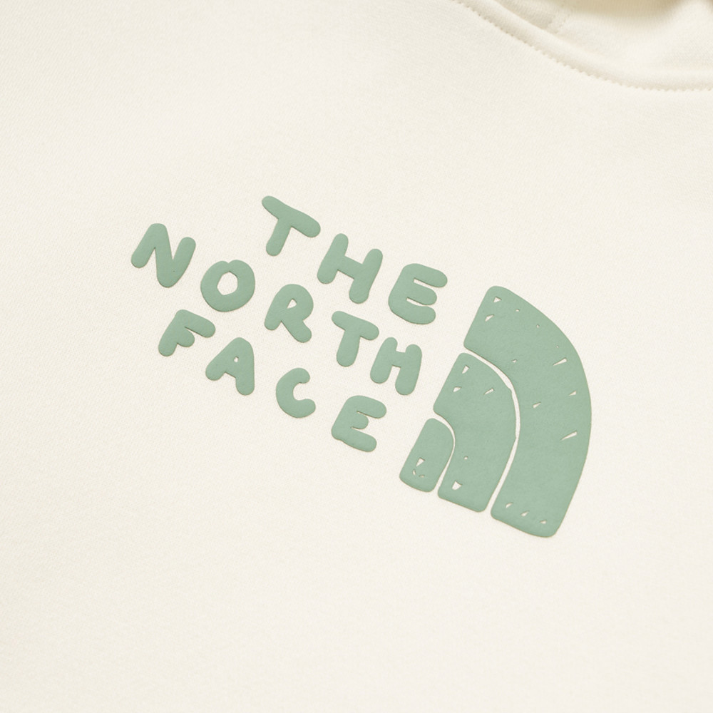 女款米白色可愛品牌LOGO長袖帽T｜8F0DQLI