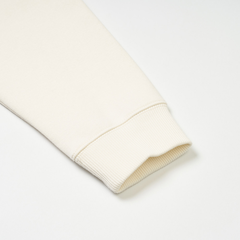 女款米白色可愛品牌LOGO長袖帽T｜8F0DQLI