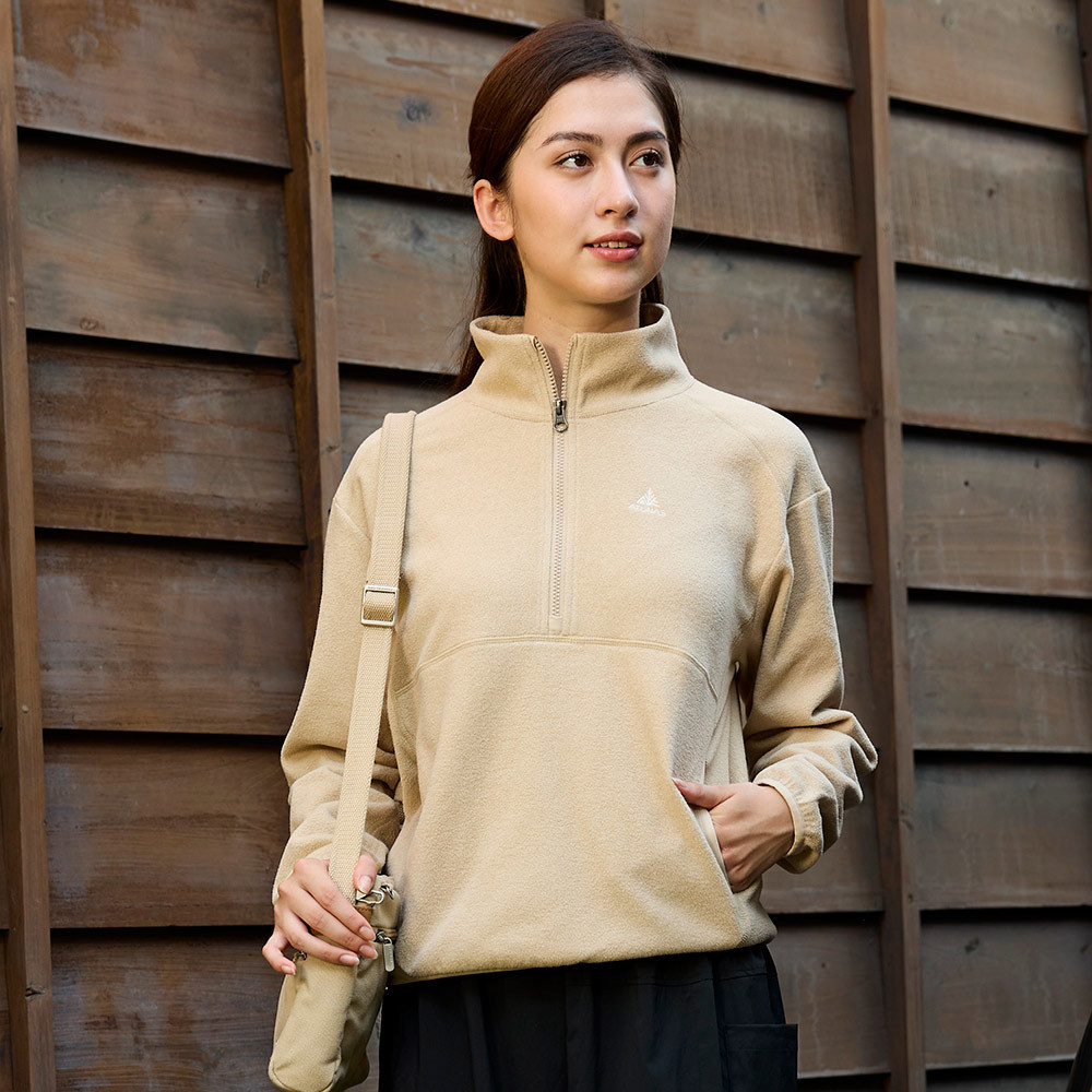 女款SOLAR-FLEECE保暖拉鍊衫/刷毛保暖衫(A1PS2559W米卡/刷毛保暖/都會休閒/溫暖大地色系)