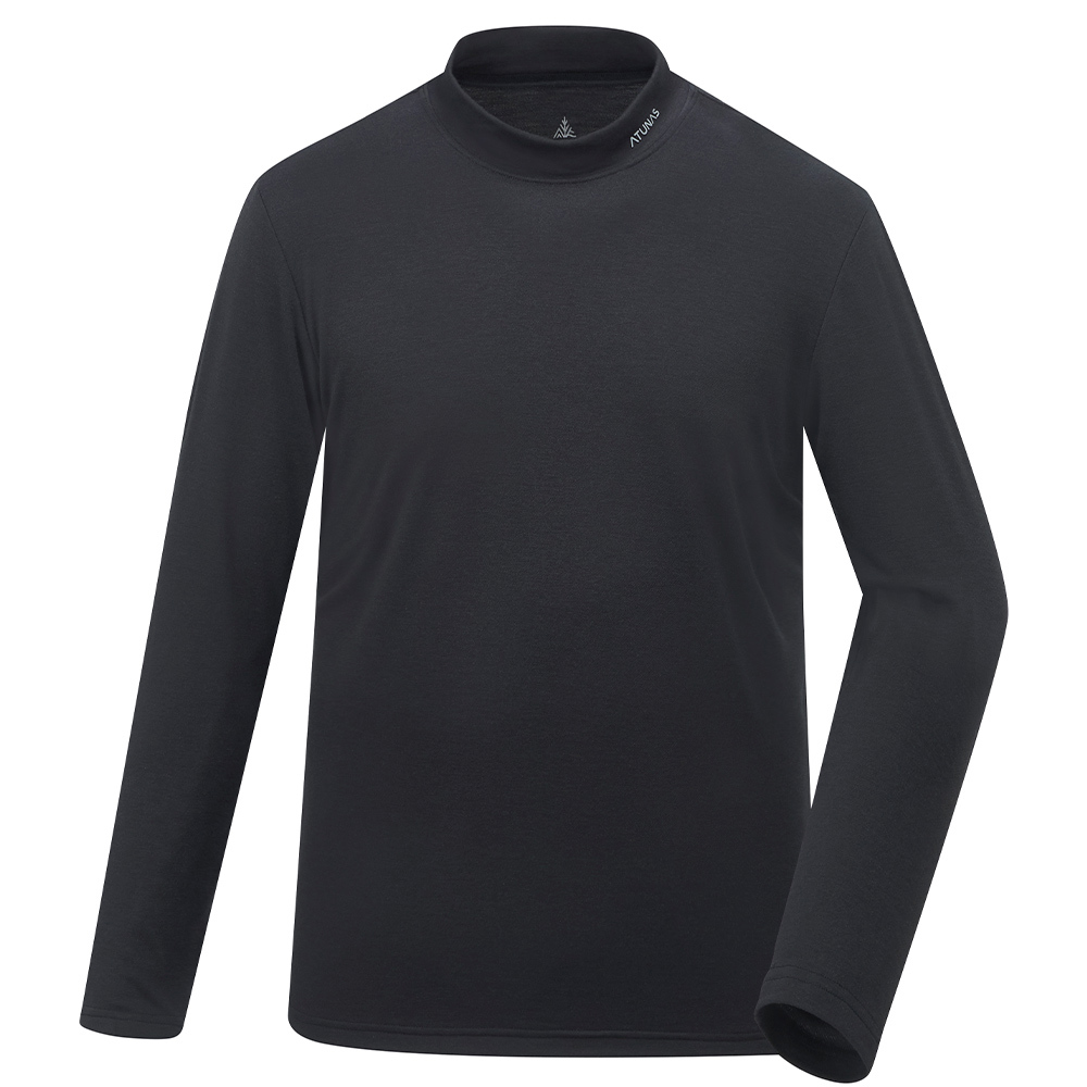 男款石墨烯抑菌蓄熱立領內著衣(A1UCGZ06M黑/保暖內著/石墨烯內著/登山健行/日常保暖)