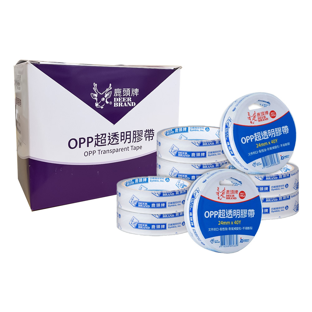 DEER BRAND 鹿頭牌 四維 24MM*40Y OPP 透明膠帶-6盒(12入/盒)