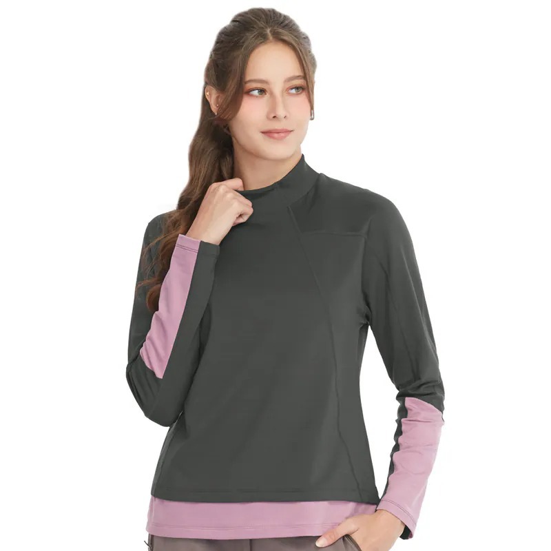 【Jack Wolfskin 飛狼】女 時尚撞色半高領抗菌保暖排汗衣 長袖T恤『深灰』(179004)