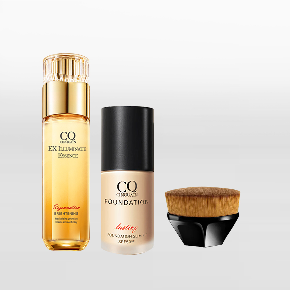 【雙11熱銷】CQ思珂璀璨光晶透活膚露(小仙露)+3D光感精華粉底SPF50☆☆(6色任選) 送無痕粉底平頭刷