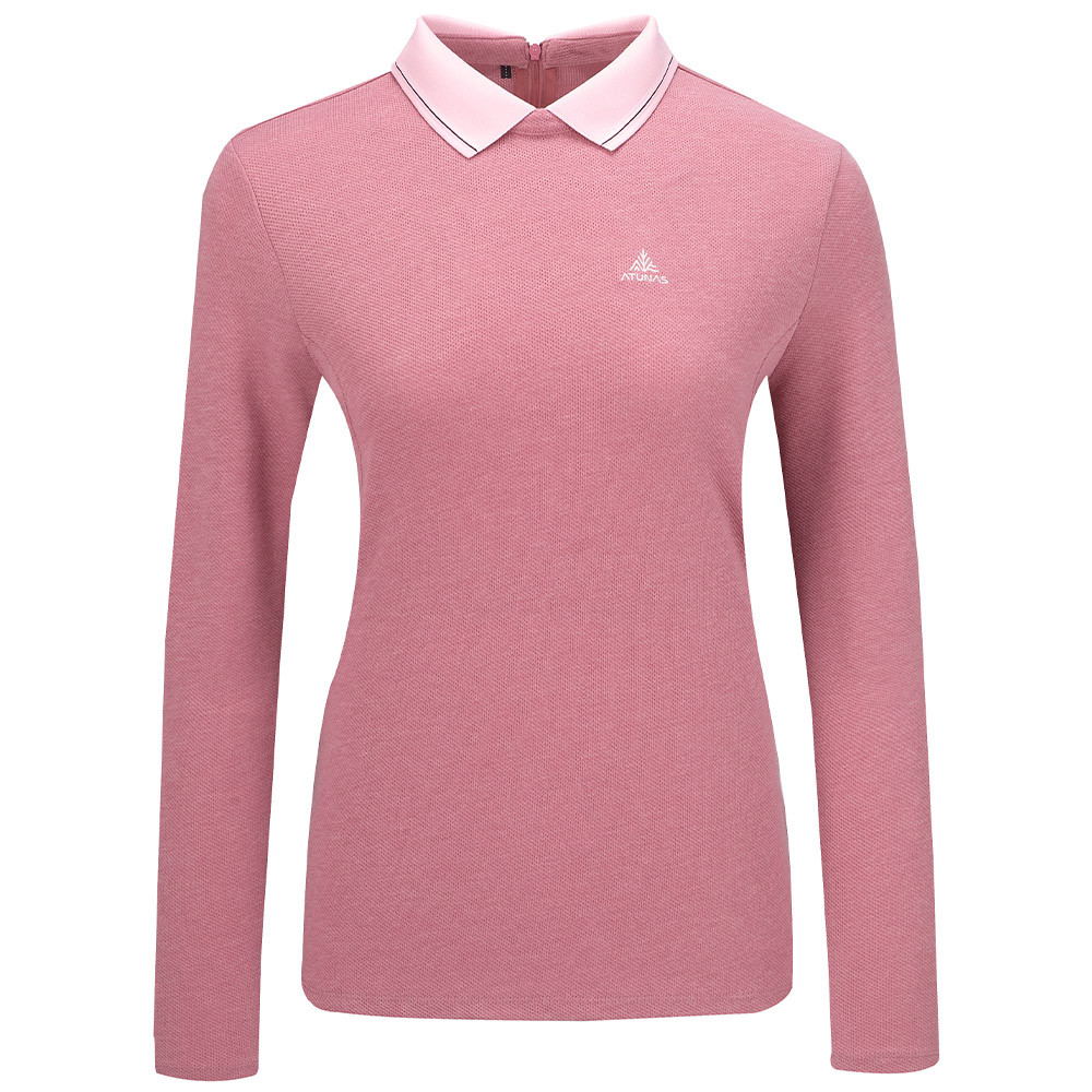 女款長袖羊毛POLO衫(A1PS2553W灰粉/保暖/抑菌/吸濕/排汗/台灣製)