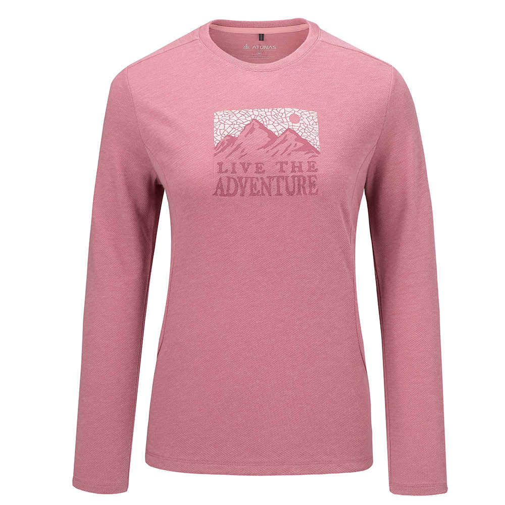 女款長袖羊毛T恤(A1TS2544W灰粉/保暖/抑菌/吸濕/排汗/台灣製)