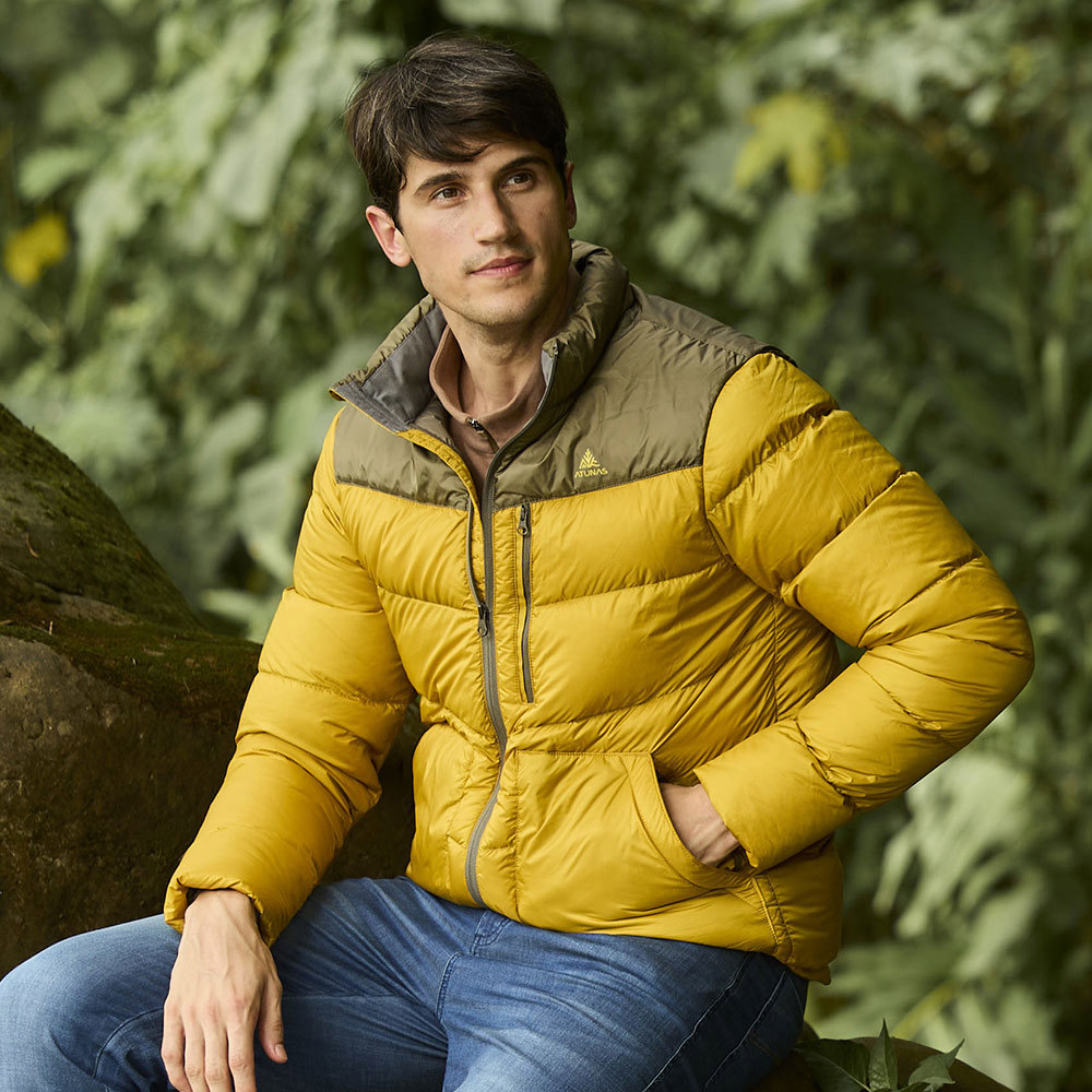 男款HEAT CORE蓄熱羽絨外套(A1GA2527M棕綠/金黃棕/保暖羽絨/保暖/抗潑水)