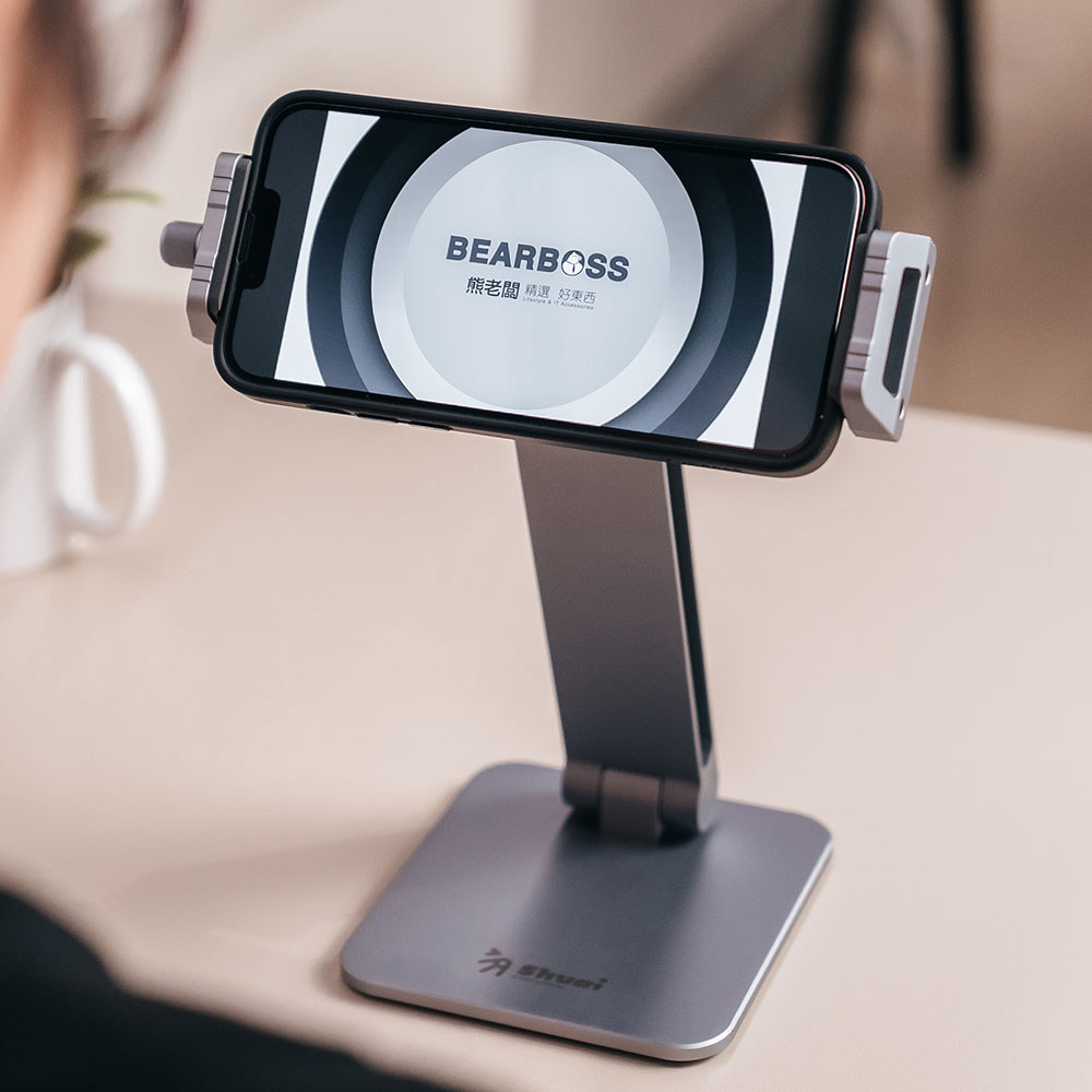 Shuai B8 - 2 金屬夾頭平板 / 手機鋁合金支架 - 灰色