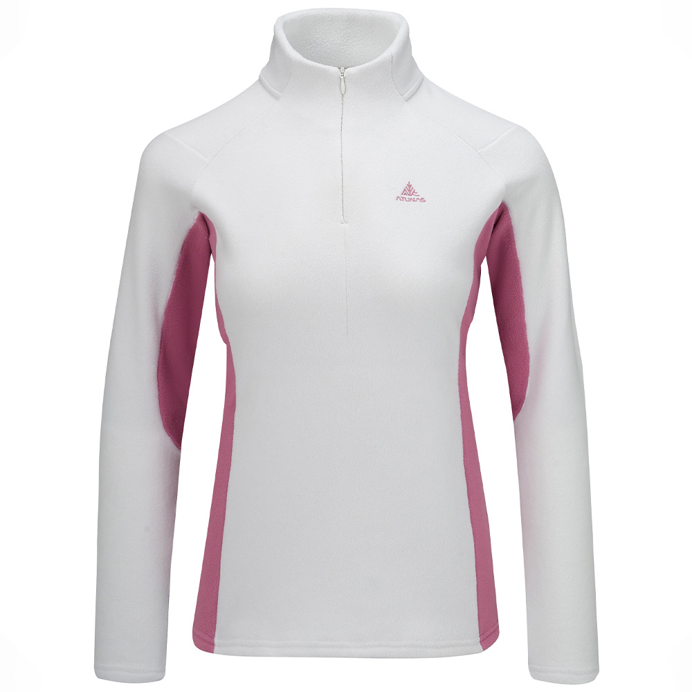 女款循環SOLAR-FLEECE保暖拉鍊衫(A1PS2557WC岩灰胭脂粉/刷毛保暖/素面百搭/雙面刷毛/樂遊戶外)