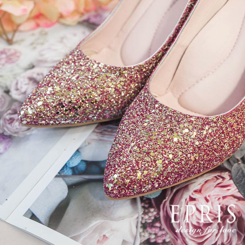 現貨 婚鞋新娘鞋 囍嫁女神-P565 新娘晚宴鞋 舞會高跟鞋穿搭 紅金色高跟鞋 禮服搭配高跟鞋 21-26 EPRIS艾佩絲-喜慶紅