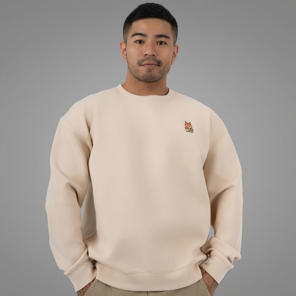 【山林同萌系列】狐狸刺繡大學TEE杏色款(男女適穿)