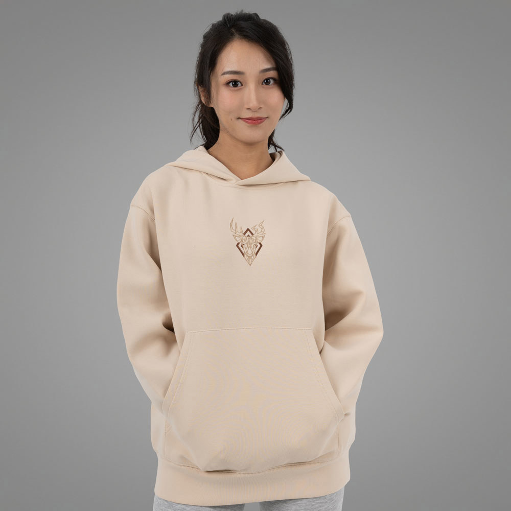 【山林同萌系列】幾何鹿刺繡帽TEE米杏款(男女適用)