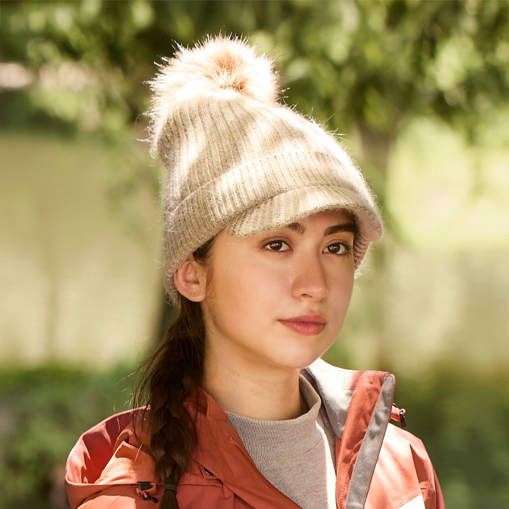 GORE INFINIUM防風保暖帽(A1AH2513N米色/針織帽/保暖帽/秋冬穿搭/羊毛保暖/毛球針織帽/都會休閒)