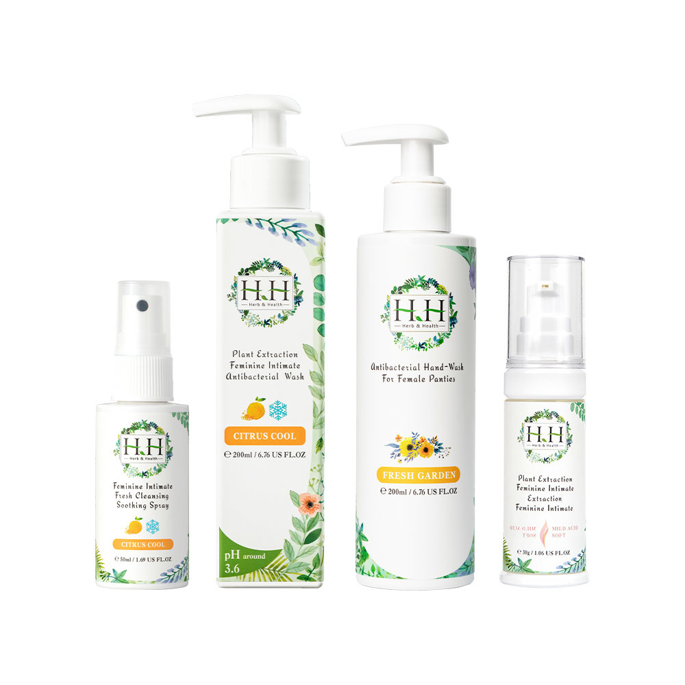 HH私密植萃抗菌潔淨露+私密潔淨舒緩噴霧+美白緊緻凝露+私密衣物抗菌手洗精