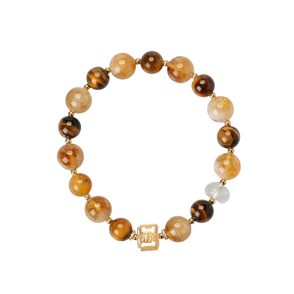 財源金運黃財神手串 (黃水晶/白水晶/黃虎眼/925銀)