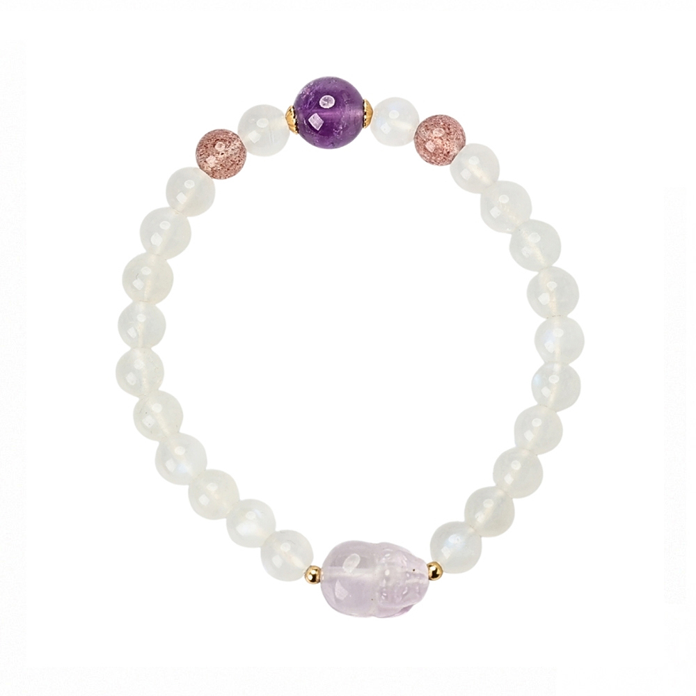 月影紫晶貔貅手串 (月光石/招財/招貴人/增智慧/好人緣)